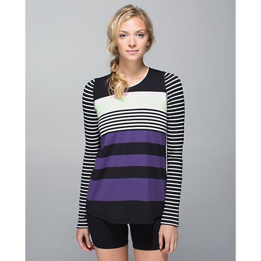 Lululemon Women's Tuck and Flow Long Sleeves Top SeaWheeze Seawall Stripe 8